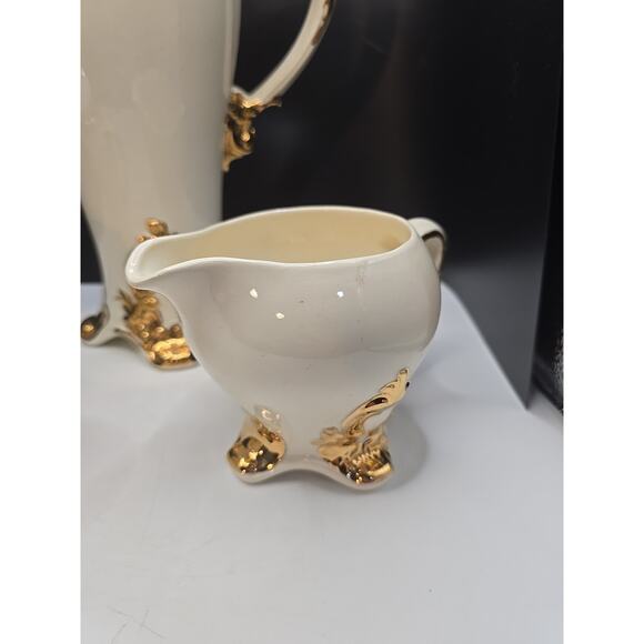 Vintage Holland Mold 5pc Off White Cream Coffee Tea Pot Creamer Sugar Set 1973 - Picture 4 of 7